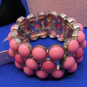NWT Pink Bracelet Triple🩷🩷🩷Row Stretch Nickle & Lead Free Pink/Silver